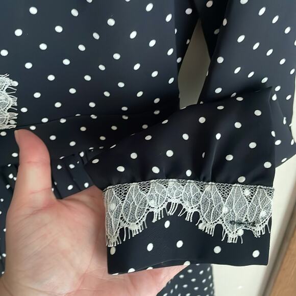 Brooks Brothers Lace-Trimmed Polka-Dot Satin Dress - Picture 10 of 16